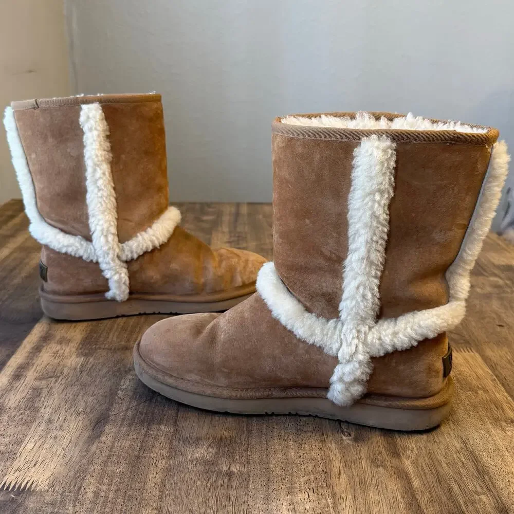 UGG Australia Carter Boot Mid Shearling Chestnut Brown Women’s Sz 10 NO INSOLES